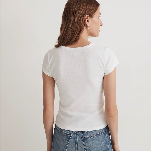 Madewell Brightside Rib Split-Neck Tee eyelet white - Picture 3 of 5